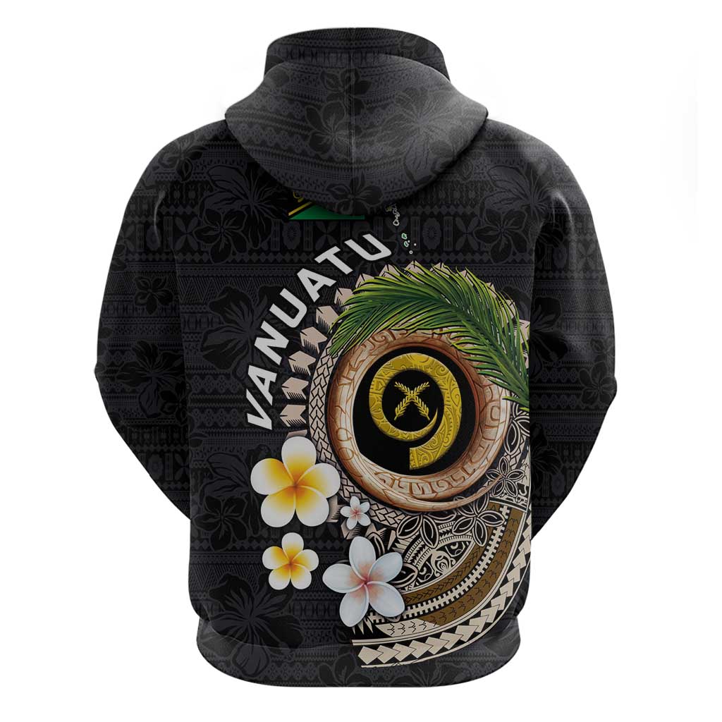 Vanuatu Independence Day Zip Hoodie Melanesian Tribal Pig Tusk with Tropical Plants LT03 - Polynesian Pride