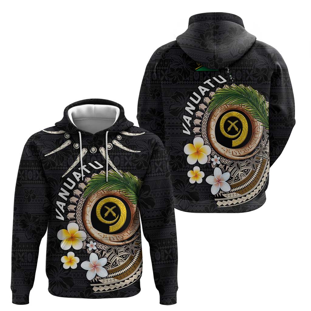 Vanuatu Independence Day Zip Hoodie Melanesian Tribal Pig Tusk with Tropical Plants LT03 - Polynesian Pride