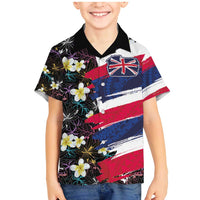 Hawaiian Flag Day Family Matching Mermaid Dress and Hawaiian Shirt Tropical Flowers and Leaves LT03 Son's Shirt Black - Polynesian Pride