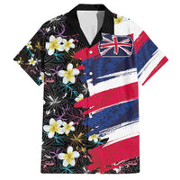 Hawaiian Flag Day Family Matching Summer Maxi Dress and Hawaiian Shirt Tropical Flowers and Leaves LT03 Dad's Shirt - Short Sleeve Black - Polynesian Pride