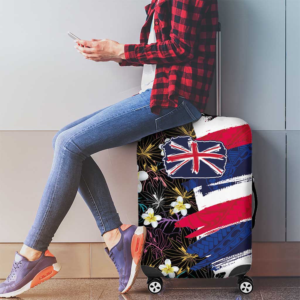 Hawaiian Flag Day Luggage Cover Tropical Flowers and Leaves