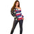 Hawaiian Flag Day Off Shoulder Sweater Tropical Flowers and Leaves