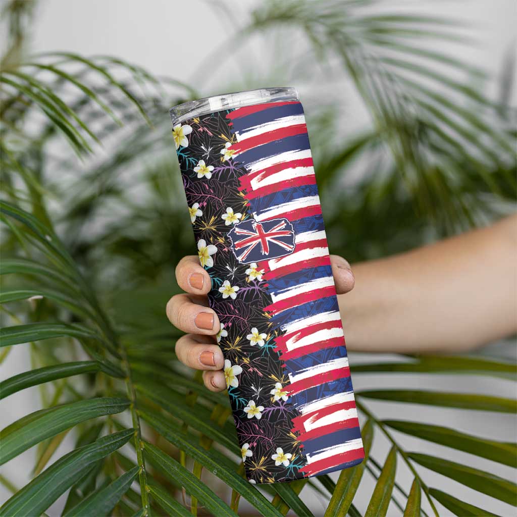 Hawaiian Flag Day Skinny Tumbler Tropical Flowers and Leaves LT03 - Polynesian Pride