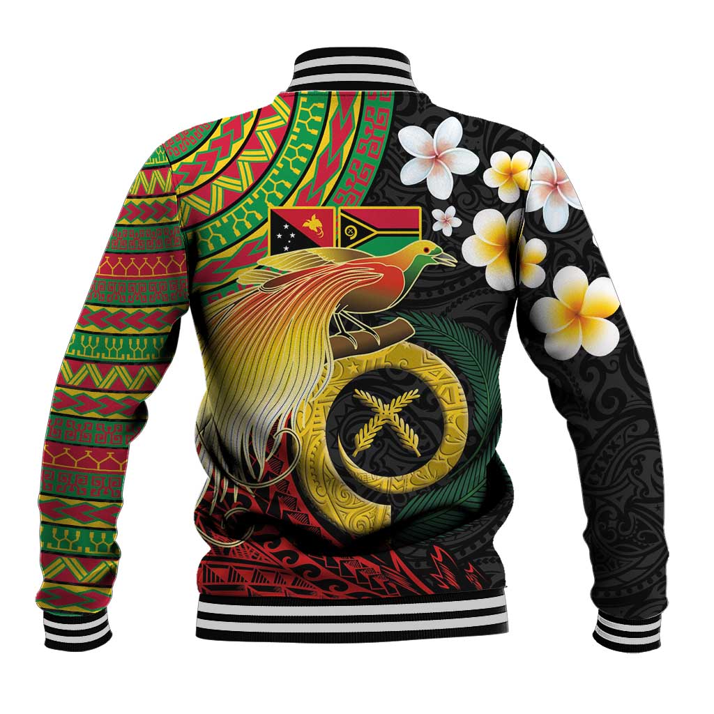 Vanuatu and Papua New Guinea Together Baseball Jacket Bird-of-paradise and Pig Tusk Melanesian Pattern LT03 - Polynesian Pride