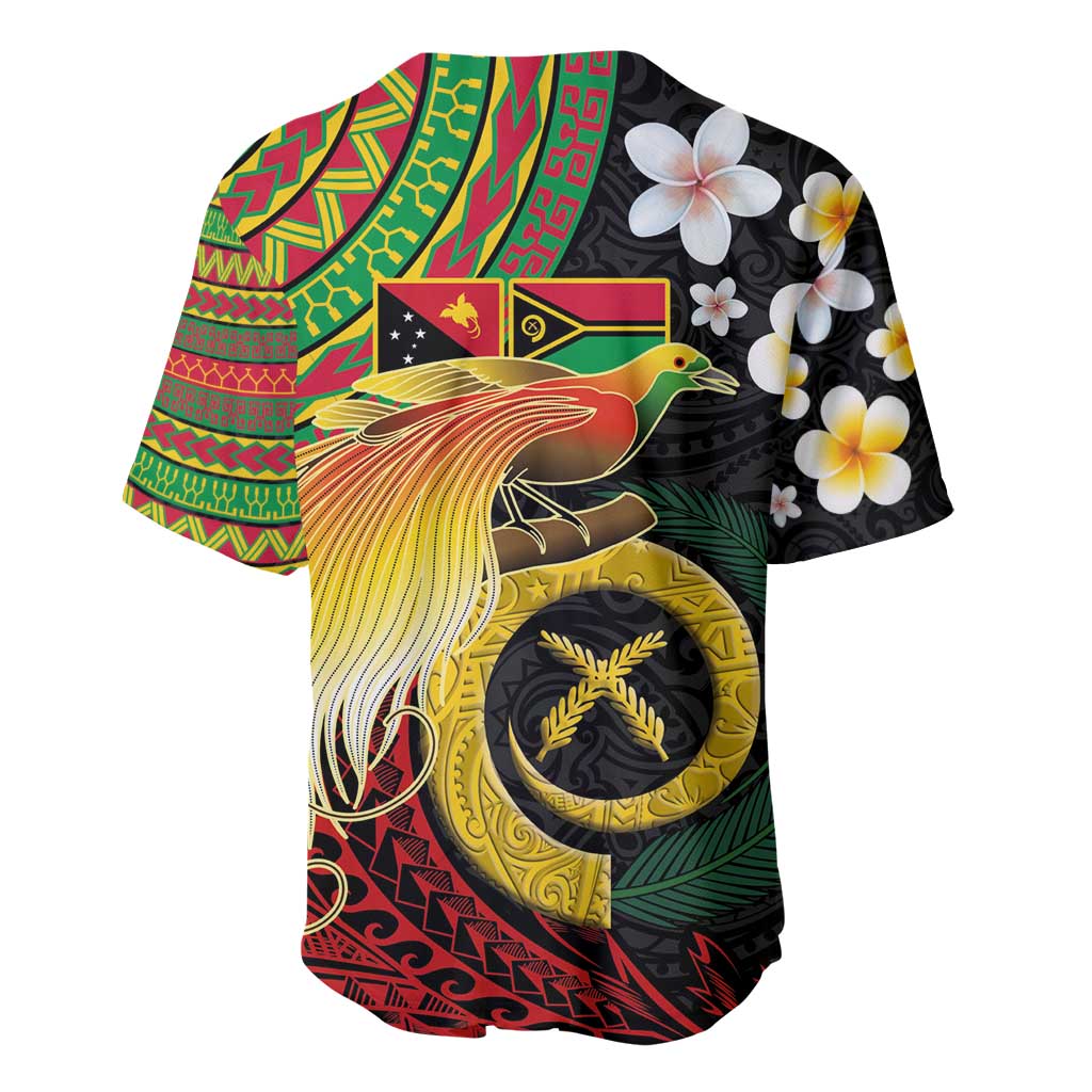 Vanuatu and Papua New Guinea Together Baseball Jersey Bird-of-paradise and Pig Tusk Melanesian Pattern LT03 - Polynesian Pride