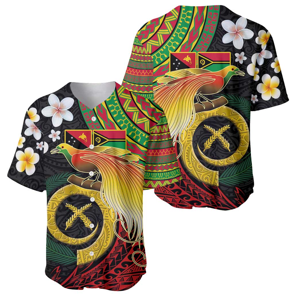 Vanuatu and Papua New Guinea Together Baseball Jersey Bird-of-paradise and Pig Tusk Melanesian Pattern LT03 - Polynesian Pride