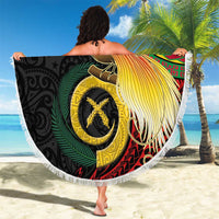Vanuatu and Papua New Guinea Together Beach Blanket Bird-of-paradise and Pig Tusk Melanesian Pattern LT03 - Polynesian Pride