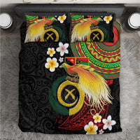 Vanuatu and Papua New Guinea Together Bedding Set Bird-of-paradise and Pig Tusk Melanesian Pattern LT03 Black - Polynesian Pride