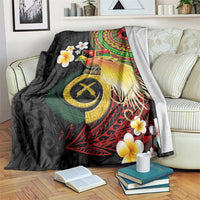 Vanuatu and Papua New Guinea Together Blanket Bird-of-paradise and Pig Tusk Melanesian Pattern LT03 Black - Polynesian Pride