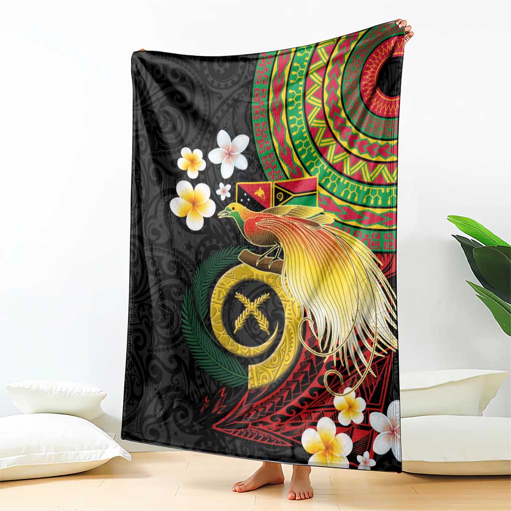 Vanuatu and Papua New Guinea Together Blanket Bird-of-paradise and Pig Tusk Melanesian Pattern LT03 - Polynesian Pride