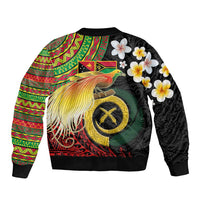 Vanuatu and Papua New Guinea Together Bomber Jacket Bird-of-paradise and Pig Tusk Melanesian Pattern LT03 - Polynesian Pride