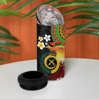 Vanuatu and Papua New Guinea Together 4 in 1 Can Cooler Tumbler Bird-of-paradise and Pig Tusk Melanesian Pattern LT03 - Polynesian Pride