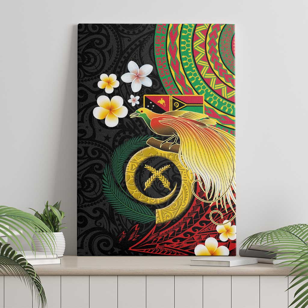 Vanuatu and Papua New Guinea Together Canvas Wall Art Bird-of-paradise and Pig Tusk Melanesian Pattern LT03 - Polynesian Pride