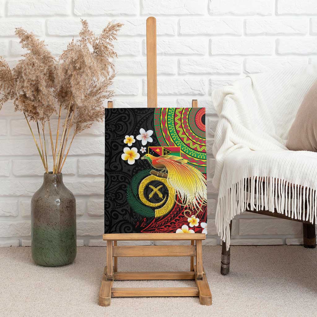 Vanuatu and Papua New Guinea Together Canvas Wall Art Bird-of-paradise and Pig Tusk Melanesian Pattern LT03 - Polynesian Pride