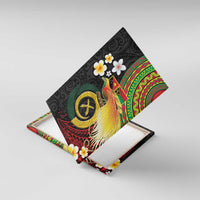 Vanuatu and Papua New Guinea Together Canvas Wall Art Bird-of-paradise and Pig Tusk Melanesian Pattern LT03 With Frame Black - Polynesian Pride