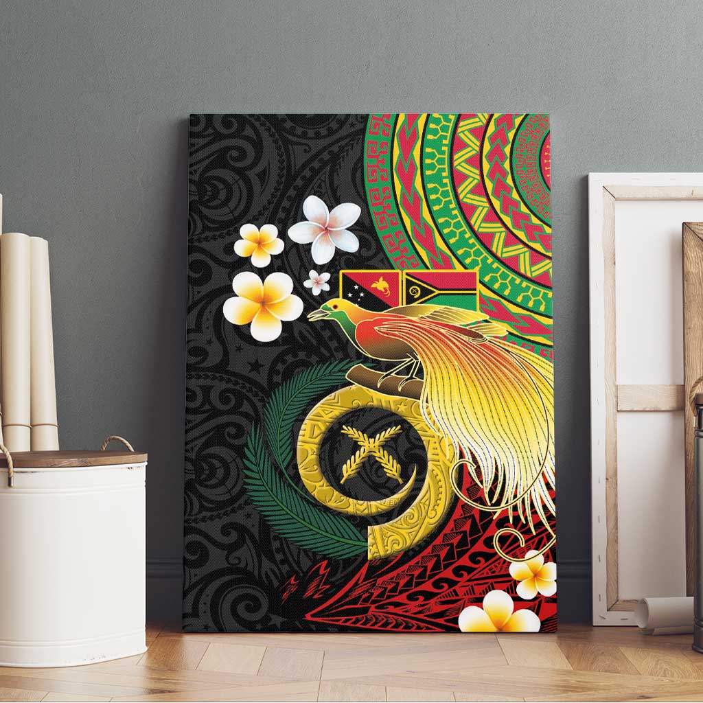 Vanuatu and Papua New Guinea Together Canvas Wall Art Bird-of-paradise and Pig Tusk Melanesian Pattern LT03 - Polynesian Pride