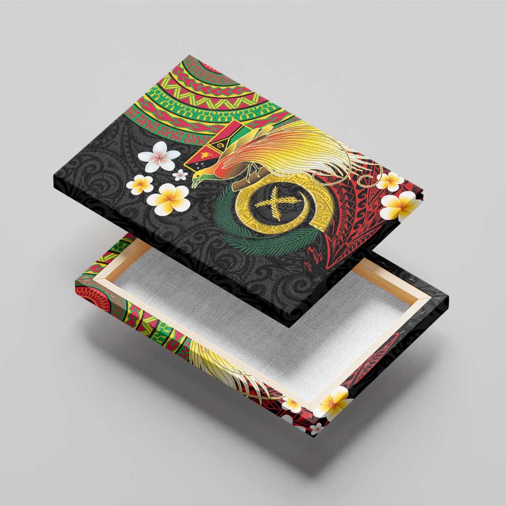 Vanuatu and Papua New Guinea Together Canvas Wall Art Bird-of-paradise and Pig Tusk Melanesian Pattern LT03 - Polynesian Pride