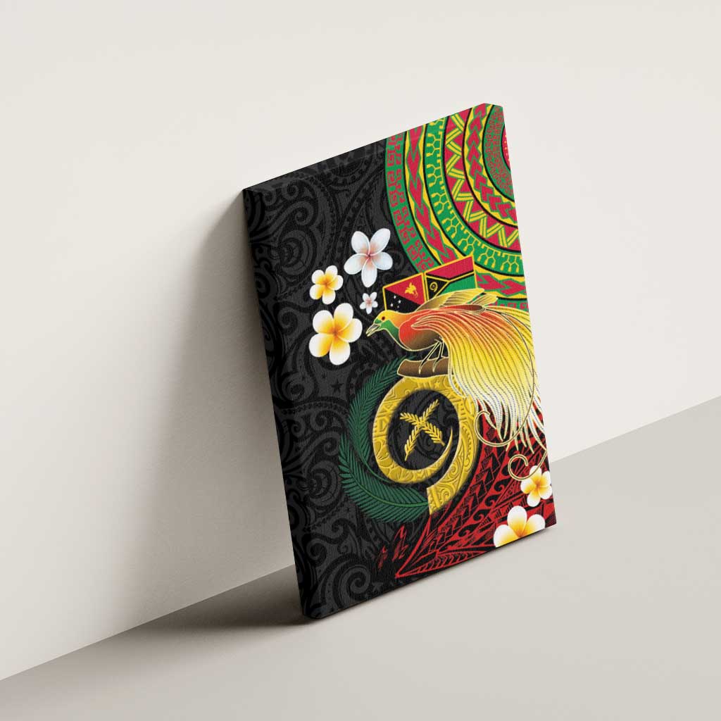 Vanuatu and Papua New Guinea Together Canvas Wall Art Bird-of-paradise and Pig Tusk Melanesian Pattern LT03 - Polynesian Pride