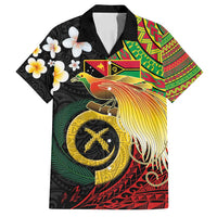 Vanuatu and Papua New Guinea Together Family Matching Long Sleeve Bodycon Dress and Hawaiian Shirt Bird-of-paradise and Pig Tusk Melanesian Pattern LT03 Dad's Shirt - Short Sleeve Black - Polynesian Pride