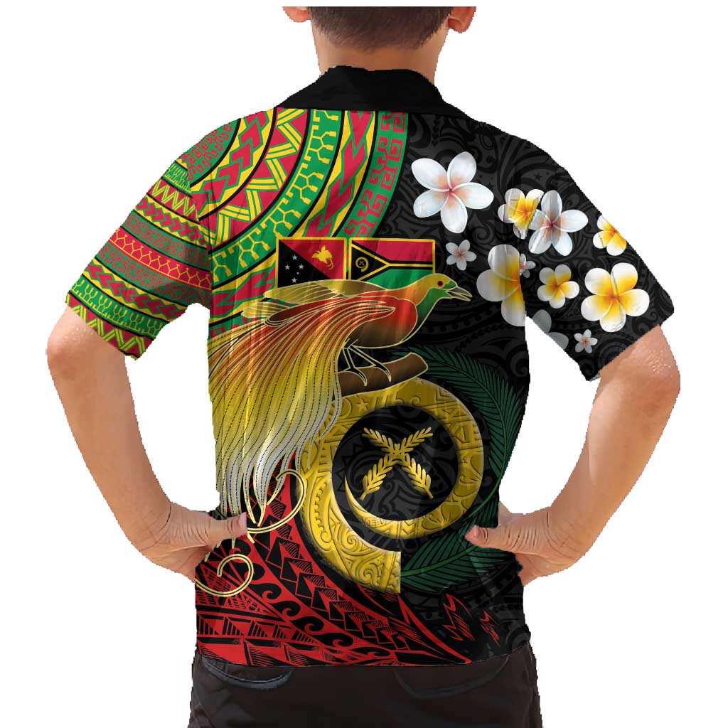 Vanuatu and Papua New Guinea Together Family Matching Mermaid Dress and Hawaiian Shirt Bird-of-paradise and Pig Tusk Melanesian Pattern LT03 - Polynesian Pride
