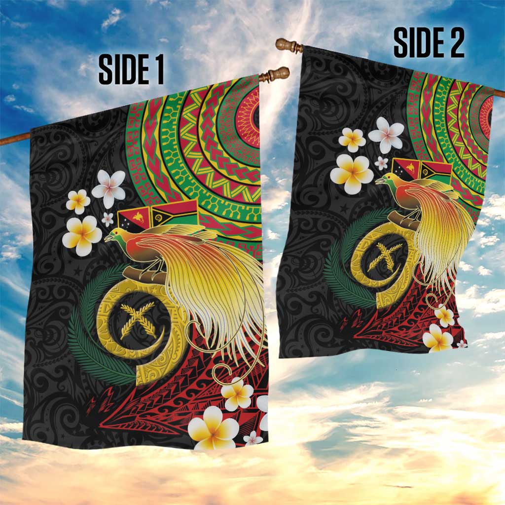 Vanuatu and Papua New Guinea Together Garden Flag Bird-of-paradise and Pig Tusk Melanesian Pattern LT03 - Polynesian Pride