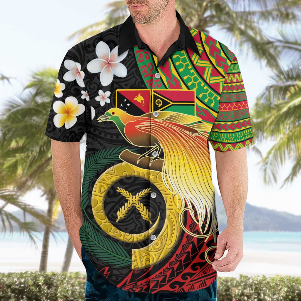 Vanuatu and Papua New Guinea Together Hawaiian Shirt Bird-of-paradise and Pig Tusk Melanesian Pattern LT03 - Polynesian Pride