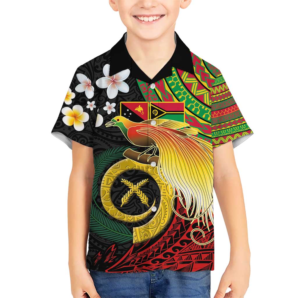 Vanuatu and Papua New Guinea Together Hawaiian Shirt Bird-of-paradise and Pig Tusk Melanesian Pattern LT03 - Polynesian Pride