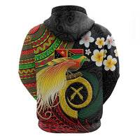 Vanuatu and Papua New Guinea Together Hoodie Bird-of-paradise and Pig Tusk Melanesian Pattern LT03 - Polynesian Pride