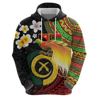 Vanuatu and Papua New Guinea Together Hoodie Bird-of-paradise and Pig Tusk Melanesian Pattern LT03 - Polynesian Pride