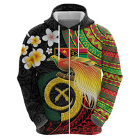 Vanuatu and Papua New Guinea Together Hoodie Bird-of-paradise and Pig Tusk Melanesian Pattern LT03 - Polynesian Pride