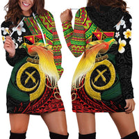 Vanuatu and Papua New Guinea Together Hoodie Dress Bird-of-paradise and Pig Tusk Melanesian Pattern LT03 - Polynesian Pride