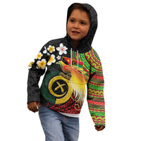 Vanuatu and Papua New Guinea Together Kid Hoodie Bird-of-paradise and Pig Tusk Melanesian Pattern LT03 - Polynesian Pride