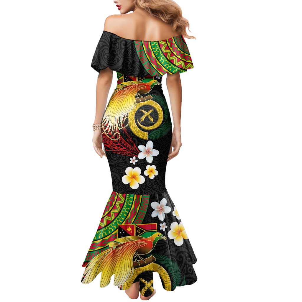 Vanuatu and Papua New Guinea Together Mermaid Dress Bird-of-paradise and Pig Tusk Melanesian Pattern LT03 - Polynesian Pride