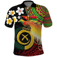 Vanuatu and Papua New Guinea Together Polo Shirt Bird-of-paradise and Pig Tusk Melanesian Pattern LT03 Black - Polynesian Pride