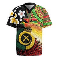 Vanuatu and Papua New Guinea Together Rugby Jersey Bird-of-paradise and Pig Tusk Melanesian Pattern LT03 Black - Polynesian Pride