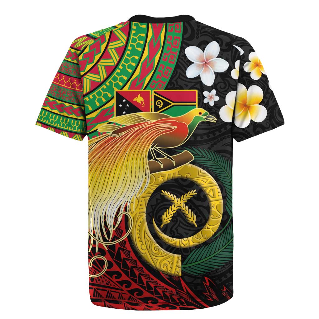 Vanuatu and Papua New Guinea Together Rugby Jersey Bird-of-paradise and Pig Tusk Melanesian Pattern LT03 - Polynesian Pride