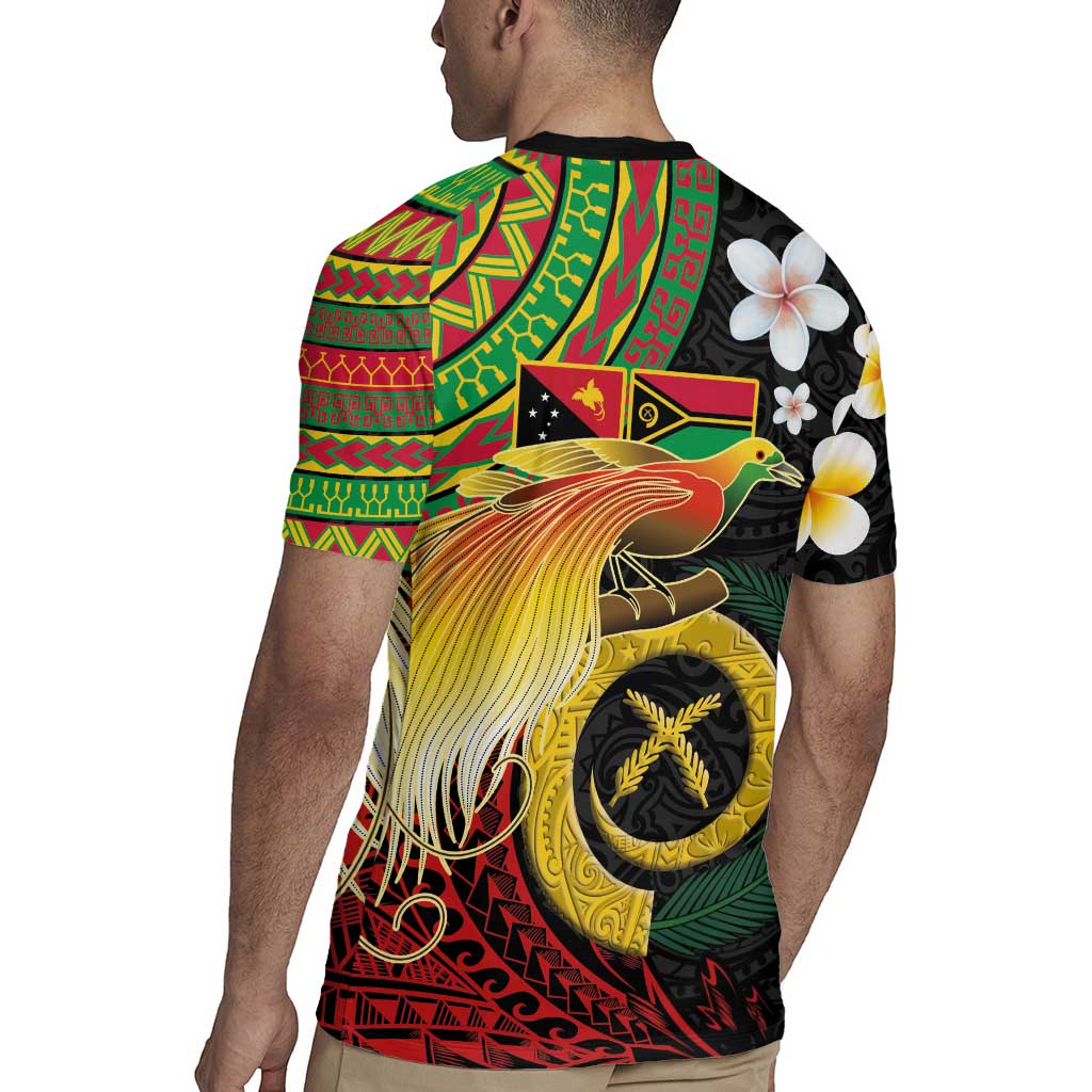 Vanuatu and Papua New Guinea Together Rugby Jersey Bird-of-paradise and Pig Tusk Melanesian Pattern LT03 - Polynesian Pride