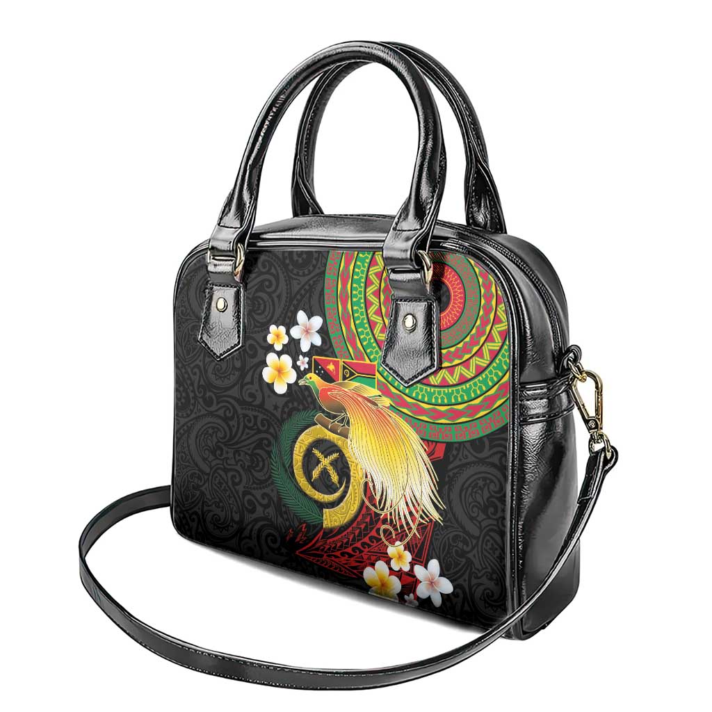 Vanuatu and Papua New Guinea Together Shoulder Handbag Bird-of-paradise and Pig Tusk Melanesian Pattern LT03 - Polynesian Pride