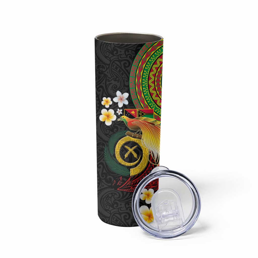 Vanuatu and Papua New Guinea Together Skinny Tumbler Bird-of-paradise and Pig Tusk Melanesian Pattern LT03 - Polynesian Pride