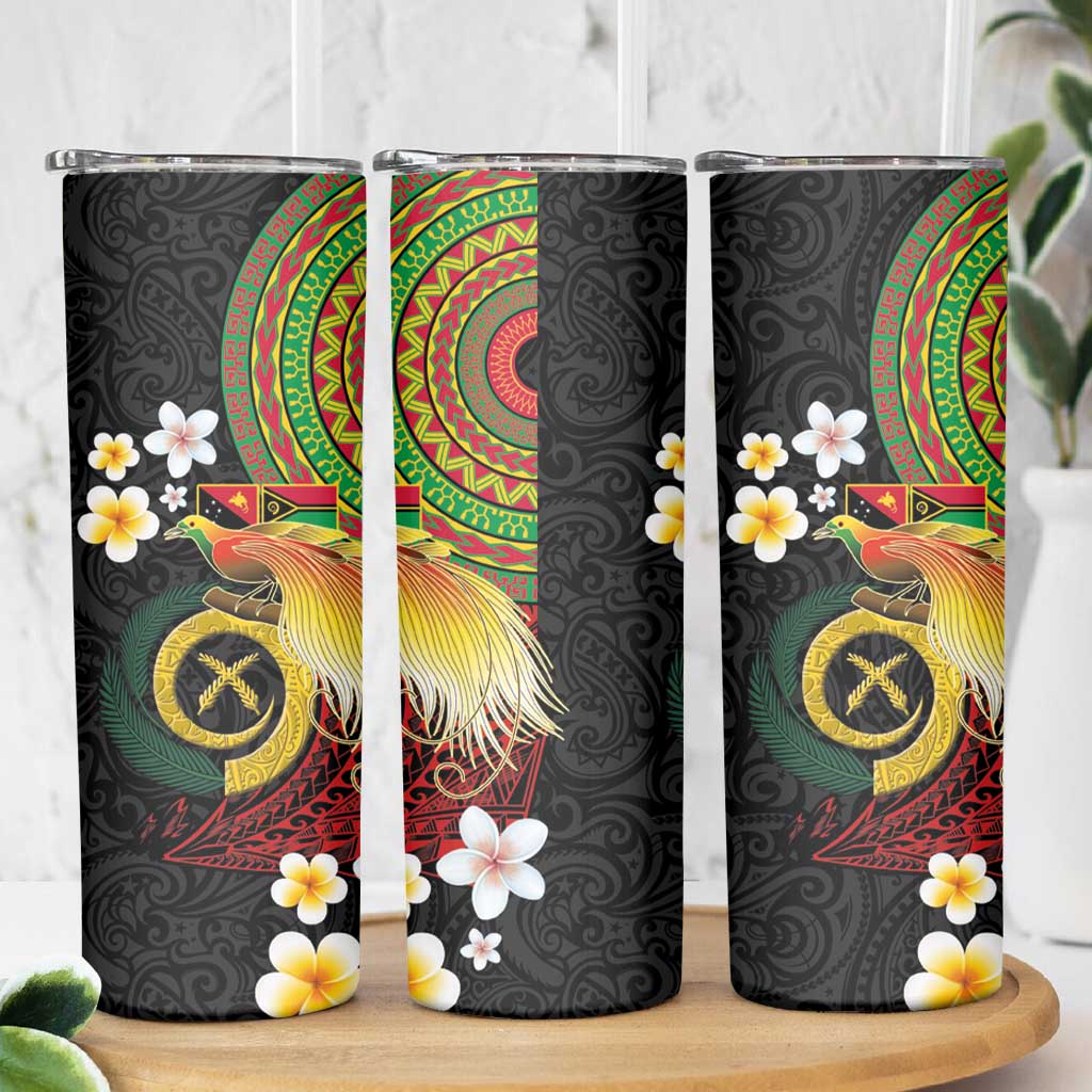 Vanuatu and Papua New Guinea Together Skinny Tumbler Bird-of-paradise and Pig Tusk Melanesian Pattern LT03 - Polynesian Pride