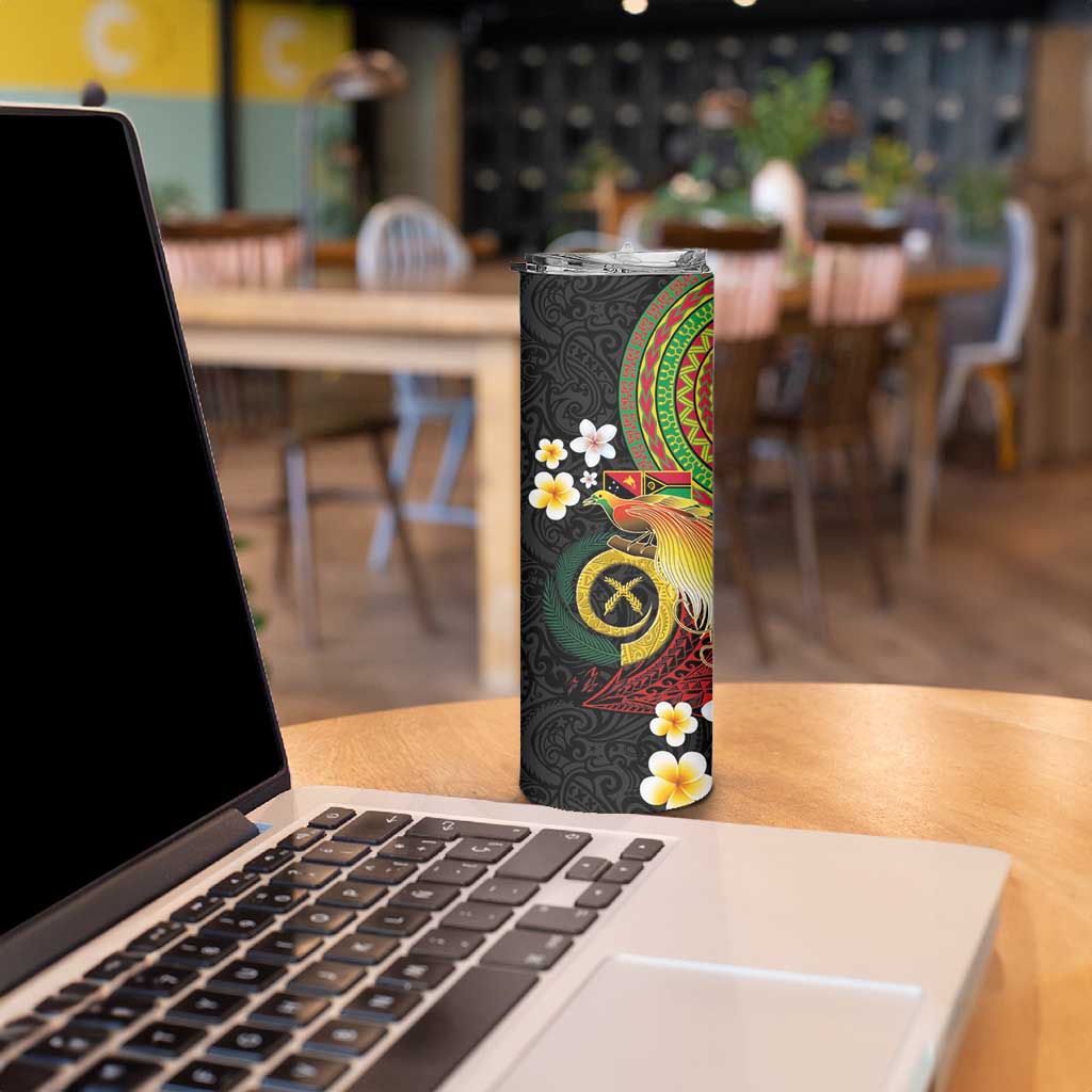 Vanuatu and Papua New Guinea Together Skinny Tumbler Bird-of-paradise and Pig Tusk Melanesian Pattern LT03 - Polynesian Pride