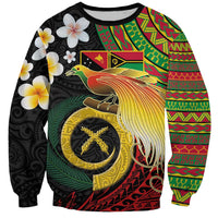 Vanuatu and Papua New Guinea Together Sweatshirt Bird-of-paradise and Pig Tusk Melanesian Pattern LT03 Unisex Black - Polynesian Pride