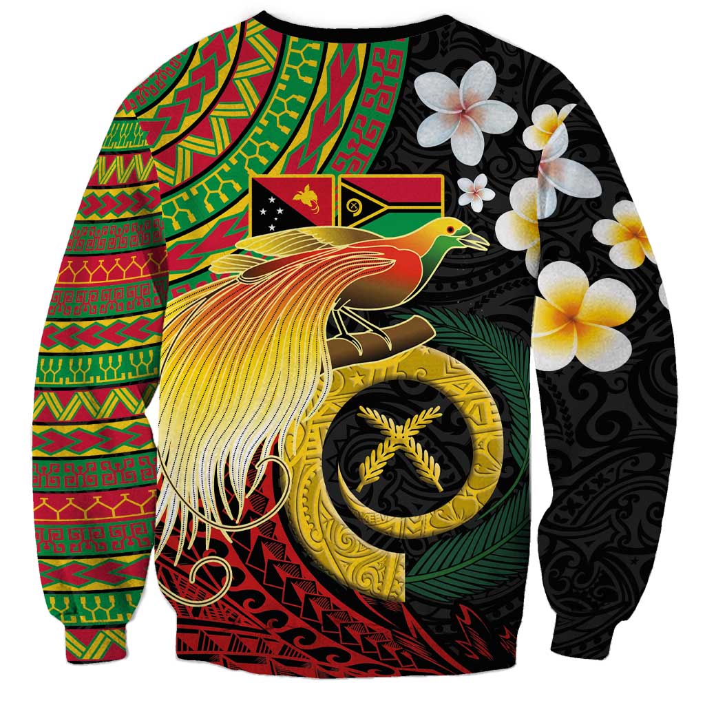 Vanuatu and Papua New Guinea Together Sweatshirt Bird-of-paradise and Pig Tusk Melanesian Pattern LT03 - Polynesian Pride