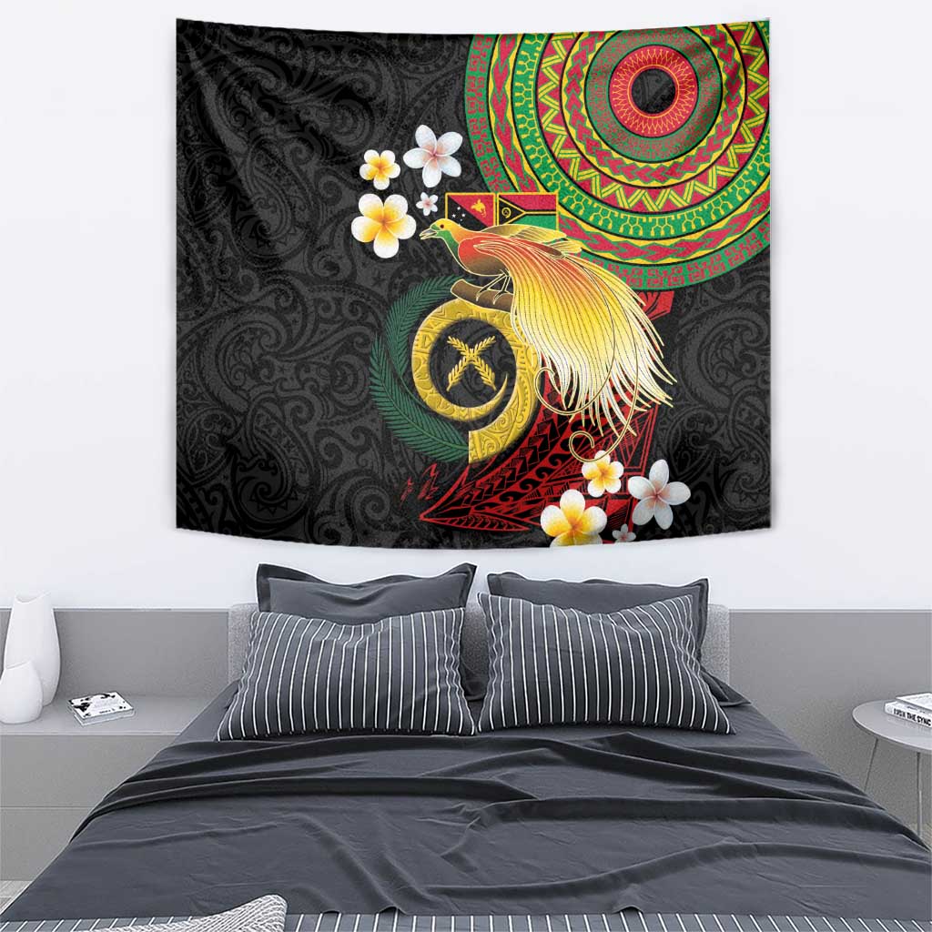 Vanuatu and Papua New Guinea Together Tapestry Bird-of-paradise and Pig Tusk Melanesian Pattern LT03 - Polynesian Pride