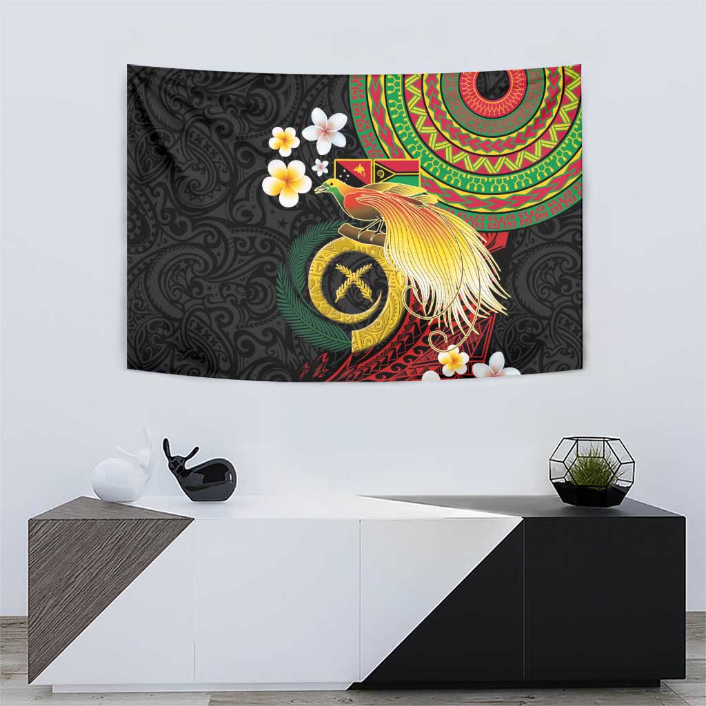 Vanuatu and Papua New Guinea Together Tapestry Bird-of-paradise and Pig Tusk Melanesian Pattern LT03 - Polynesian Pride