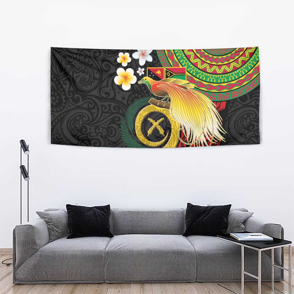 Vanuatu and Papua New Guinea Together Tapestry Bird-of-paradise and Pig Tusk Melanesian Pattern LT03 - Polynesian Pride