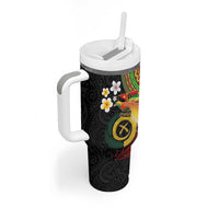 Vanuatu and Papua New Guinea Together Tumbler With Handle Bird-of-paradise and Pig Tusk Melanesian Pattern LT03 - Polynesian Pride