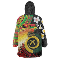 Vanuatu and Papua New Guinea Together Wearable Blanket Hoodie Bird-of-paradise and Pig Tusk Melanesian Pattern LT03 - Polynesian Pride