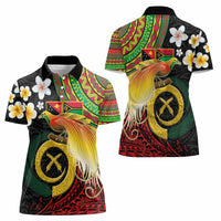 Vanuatu and Papua New Guinea Together Women Polo Shirt Bird-of-paradise and Pig Tusk Melanesian Pattern LT03 - Polynesian Pride