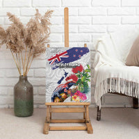 New Zealand Christmas Canvas Wall Art Meri Kirihimete-Tuatara and Pohutukawa White Color LT03 - Polynesian Pride